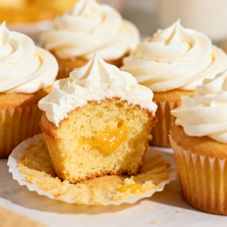 Vanilla Custard Cupcakes with Whipped Custard Frosting