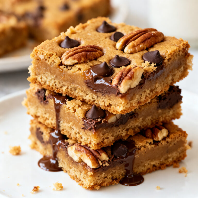 Pecan Chocolate Blondie Bars for Cupcake Day Dessert Table