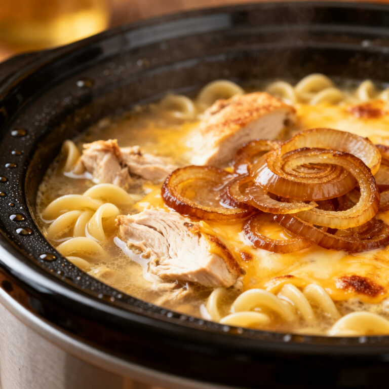 Crock Pot French Onion Chicken Noodle Soup — The Meal-Prep Soup Everyone Bookmarks