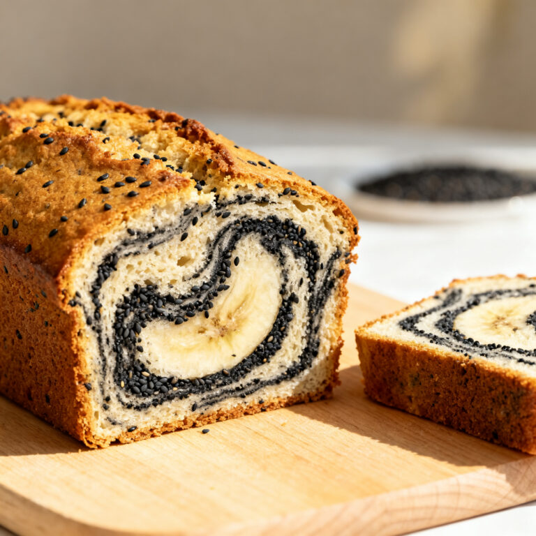 Black Sesame Banana Bread (Brown Butter Swirl Method)