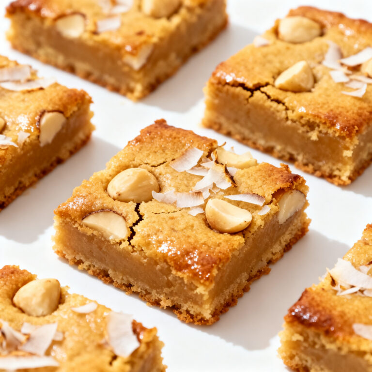Toasted Coconut Macadamia Nut Blondies (Brown Butter & Fudgy)