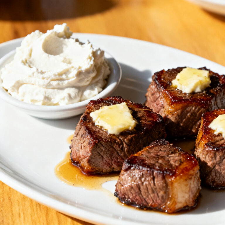 Garlic Butter Steak Bites with Whipped Feta (Restaurant at Home)