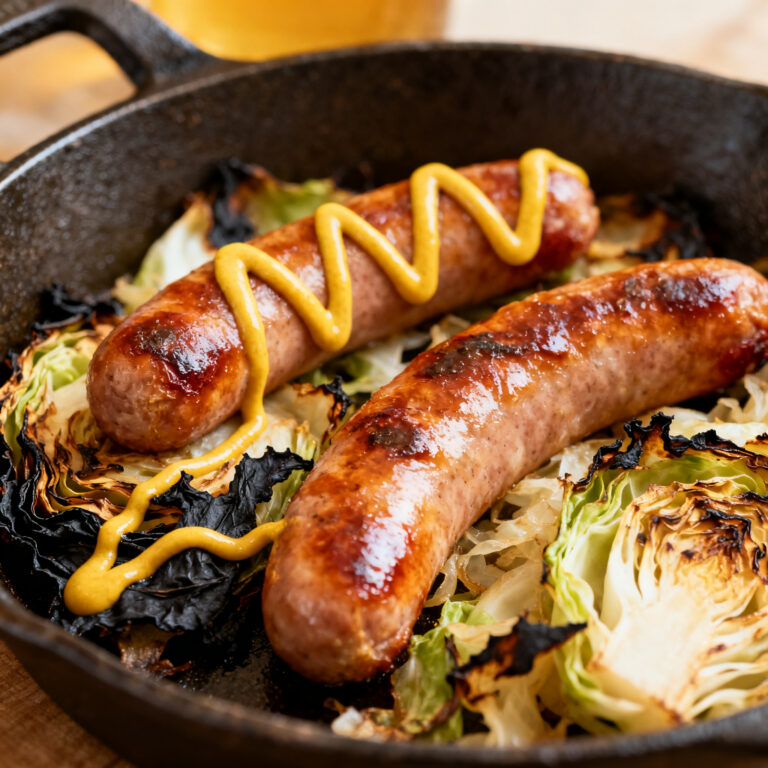 Oktoberfest Bratwurst Skillet (Beer-Glazed, Not Boiled)